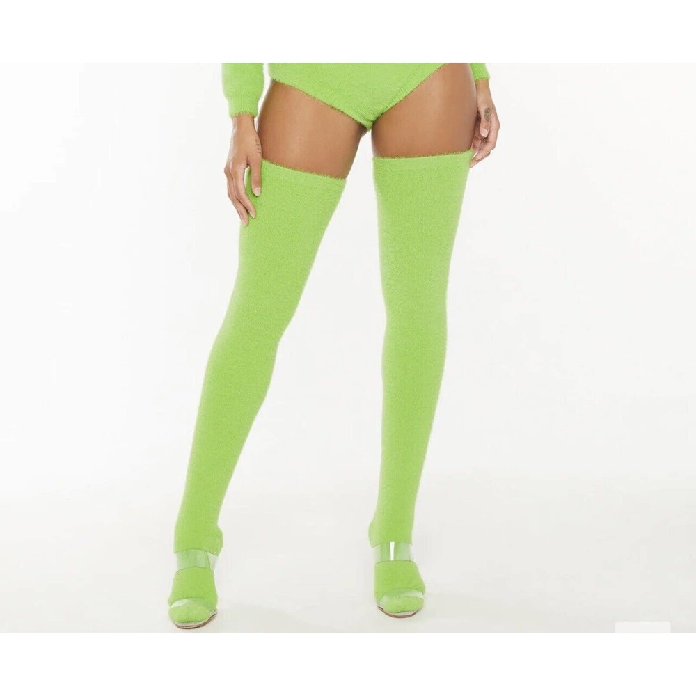 NEW SAVAGE X FENTY KELLY GREEN FLUFF IT UP STOCKINGS RIHANNA PLUS 1X - 3X